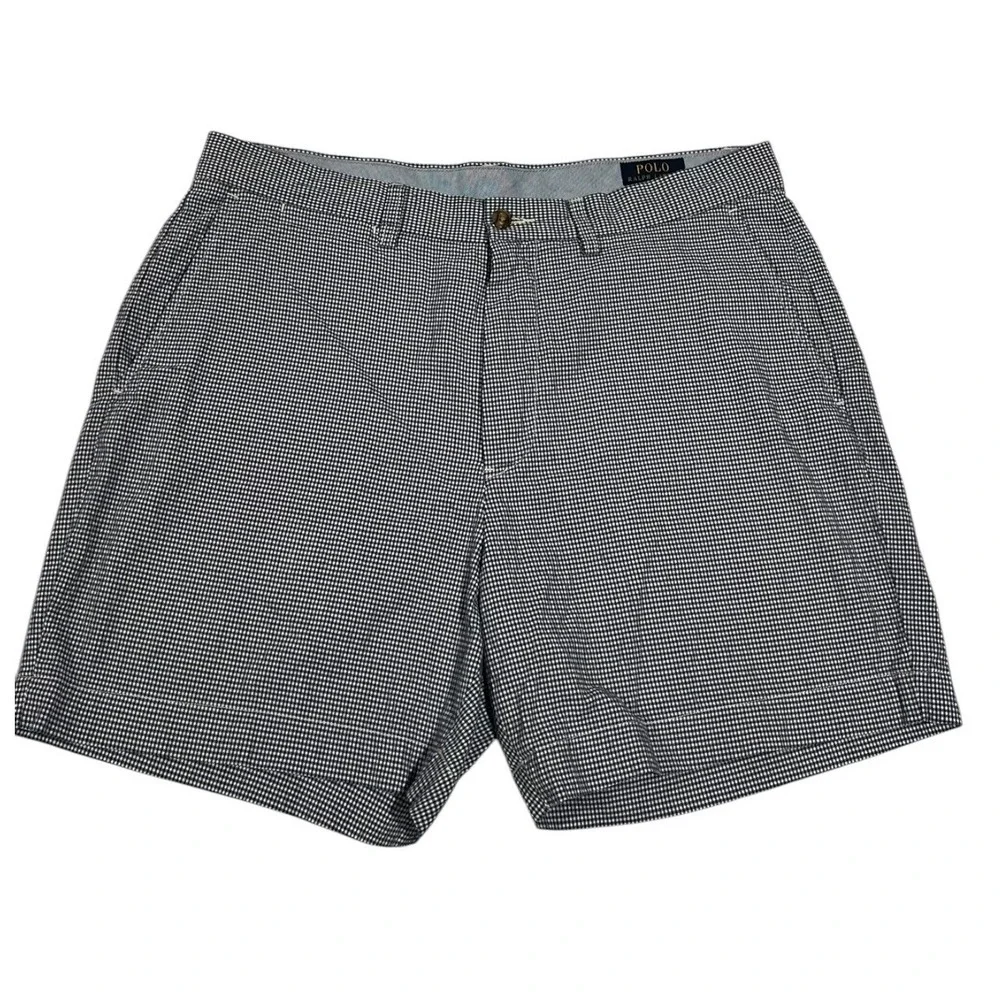 Polo Ralph‎ Lauren Classic Fit Stretch Chino Shorts Houndstooth Blue Men's 34